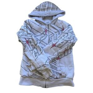 Fox Girls Riders Company White Heavyweight ZipUp Thick Hoodie Sweatshirt Size XL